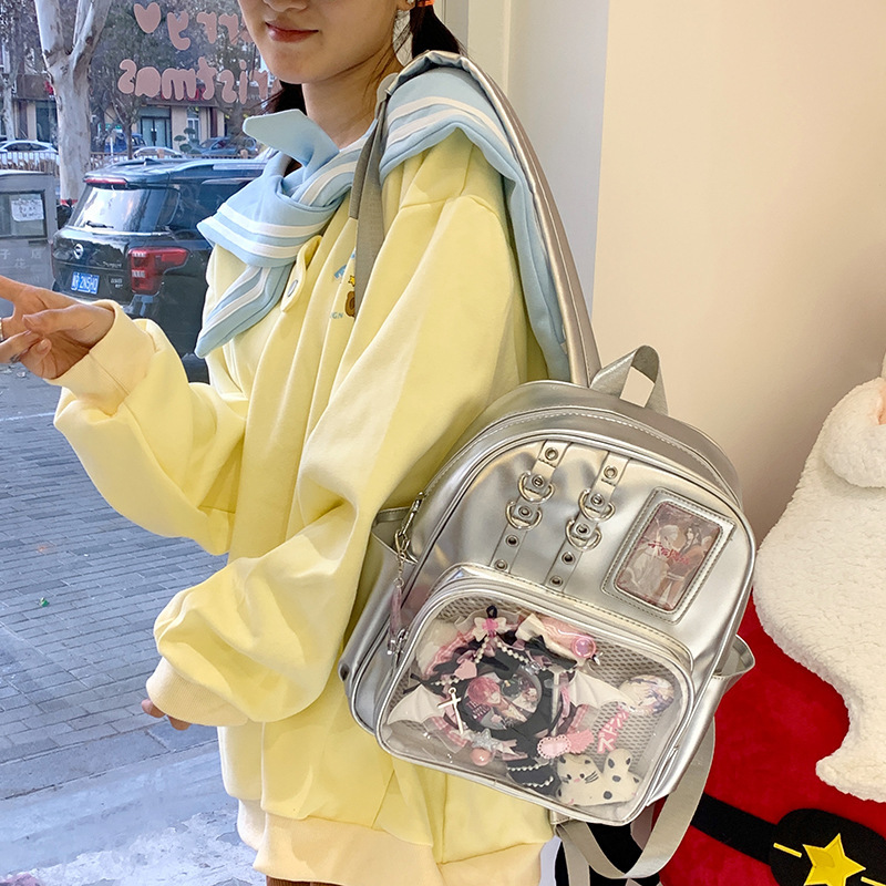 2025 New Backpack Women's Transparent Backpack Large Capacity College Student Backpack PU Shoulder Pain Bag 2025 New Backpack Women's Transparent Backpack Large Capacity College Student Backpack PU Shoulder Pain Bag