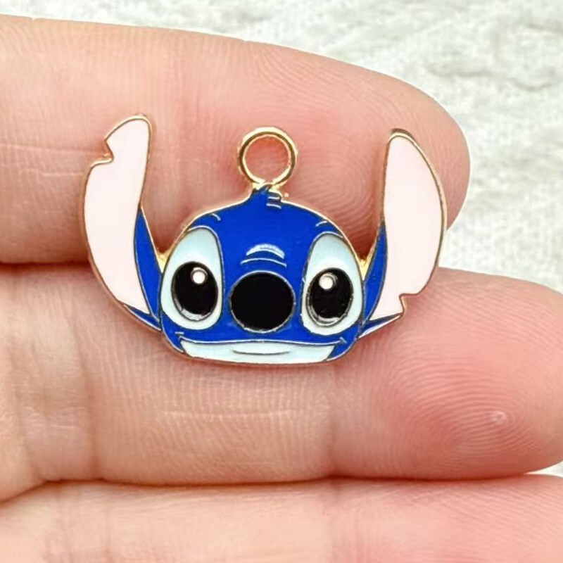漫画アニメかわいいステッチ合金オイル滴下 diy ジュエリーアクセサリーネックレスイヤリングブレスレットキーホルダーペンダント|undefined