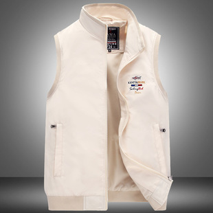 Kendi Shark Spring and Autumn Vest Thin Business Casual Vest Men's Stand Collar Vest Loose Sleeveless Jacket 9929
