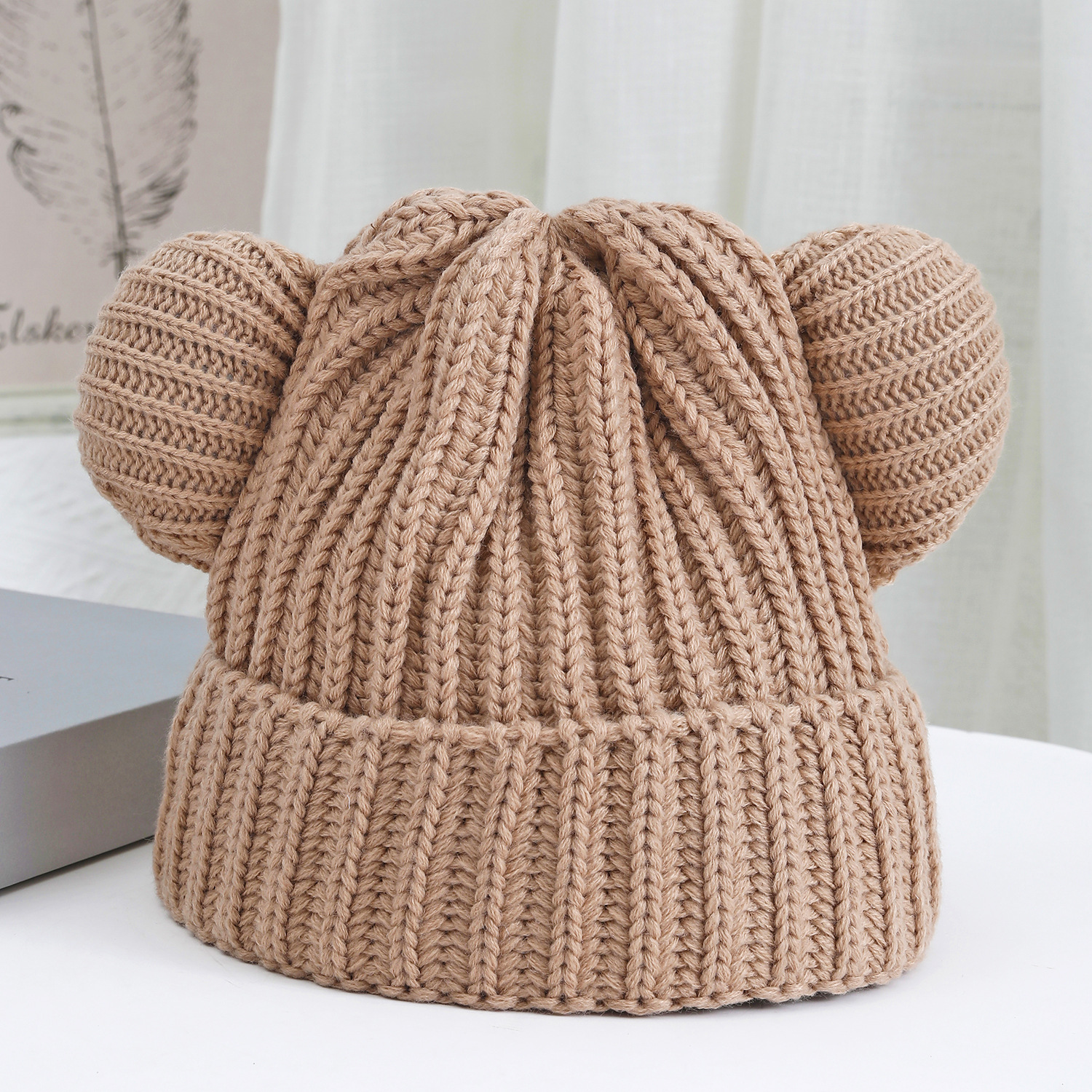Korean version cute teddy bear sweater with thickened warmth ear protection, cold resistant knitted for autumn and_voghion.com