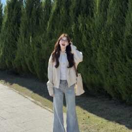 早秋短款夹克外套女新款休闲百搭显瘦宽松韩系慵懒上衣潮