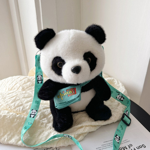 National Treasure Panda Cute and Adorable Simulation Plush Toy Bag 2024 New Student Girl Fuzzy Shoulder and Crossbody Bag