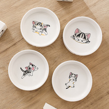 猫碗陶瓷印花猫咪食盆宠物食盆水碗宠物用品