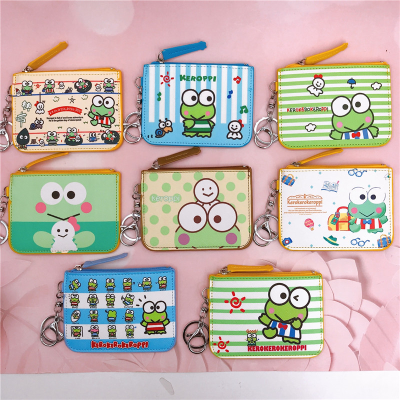 Cartoon Frog Badge Cover Work Permit Card Cover Badge With Key Ring Keroppi Change Card Holder Wallet display picture 1