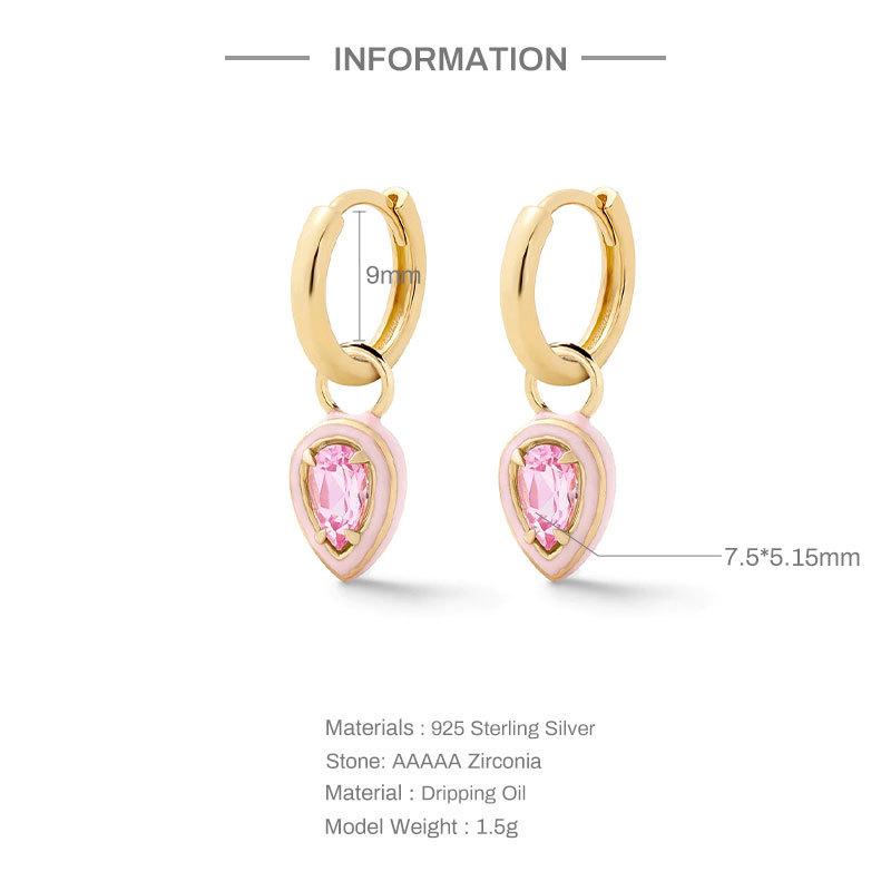 Fashion Geometric Sterling Silver Plating Zircon Earrings 1 Pair