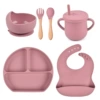 Y19 Smile Face Date+Silicone Bowl+Deldoor Pocket+Woodpower Spoon Fork+Pharise Cup