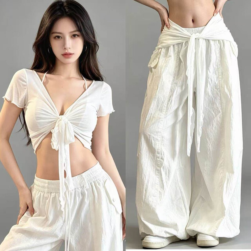 Jazz Dance New Style Mesh Hot Girl Short-Sleeve Top Street Dance Trendy Brand with Shiny Straps Slimming Cover-Up T-Shirt Dual-Use Waist Wrap Jazz Dance New Style Mesh Hot Girl Short-Sleeve Top Street Dance Trendy Brand with Shiny Straps Slimming Cover-Up T-Shirt Dual-Use Waist Wrap