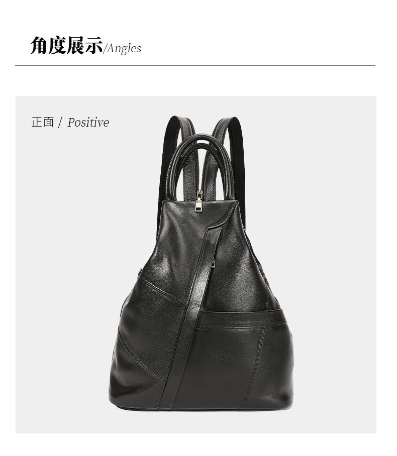 Ba lô nữ da bò thật cao cấp 30×35×12 cm đa năng đeo chéo, đeo vai, xách tay — màu đen chi tiết 15