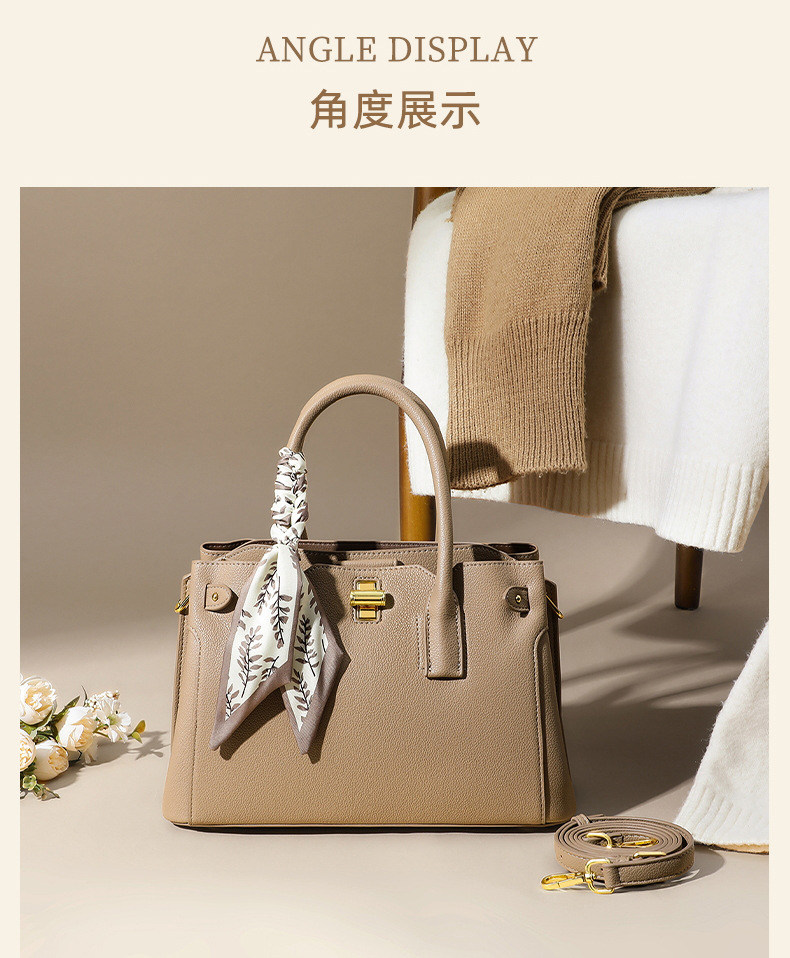 Túi đeo chéo nữ dây xích thời trang thu đông, dung tích lớn, kiểu dáng đa năng — kaki, Khaki (phiên bản công khai) chi tiết 25