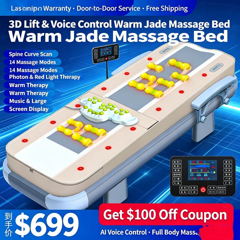 Cross-Border Support for Full-Body Massage Bed, Household Electric Warm Jade Heating Multi-Functional Thermal Therapy Bed, Fully Automatic Cross-Border Support for Full-Body Massage Bed, Household Electric Warm Jade Heating Multi-Functional Thermal Therapy Bed, Fully Automatic
