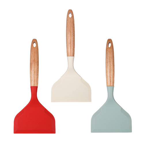Beech handle tamagoyaki spatula household non-stick cooking spatula teppanyaki frying spatula wide mouth pizza steak spatula