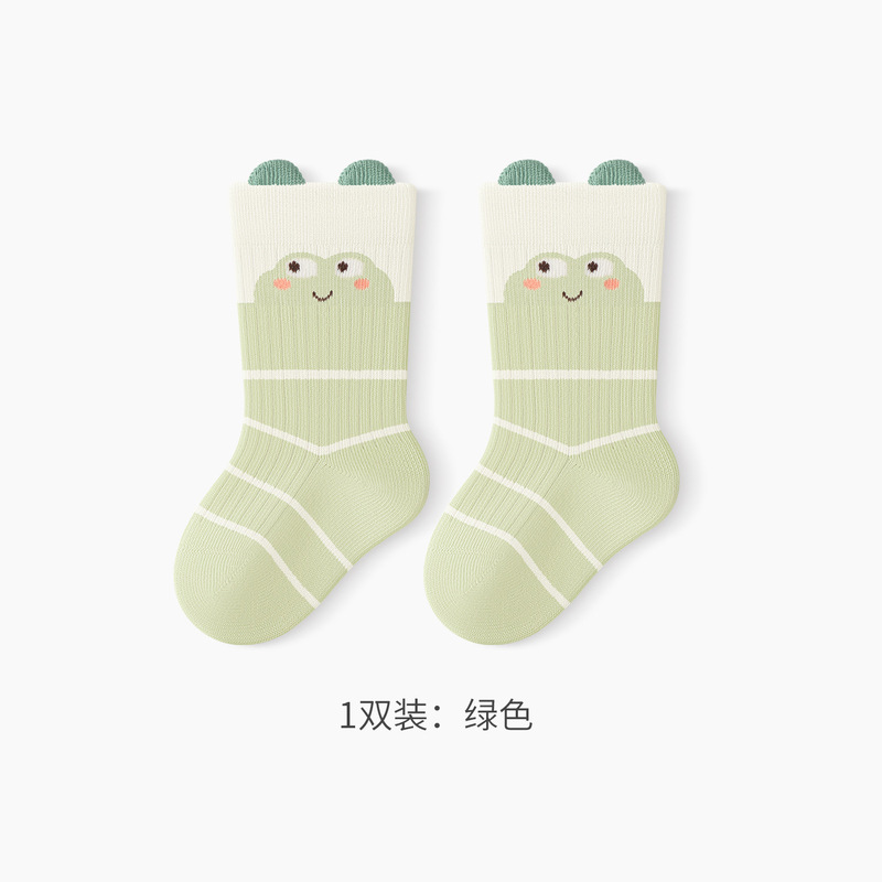 萌趣小青蛙儿童提耳袜 春秋新品0-3岁宝宝中筒袜精梳棉无骨袜子潮|undefined