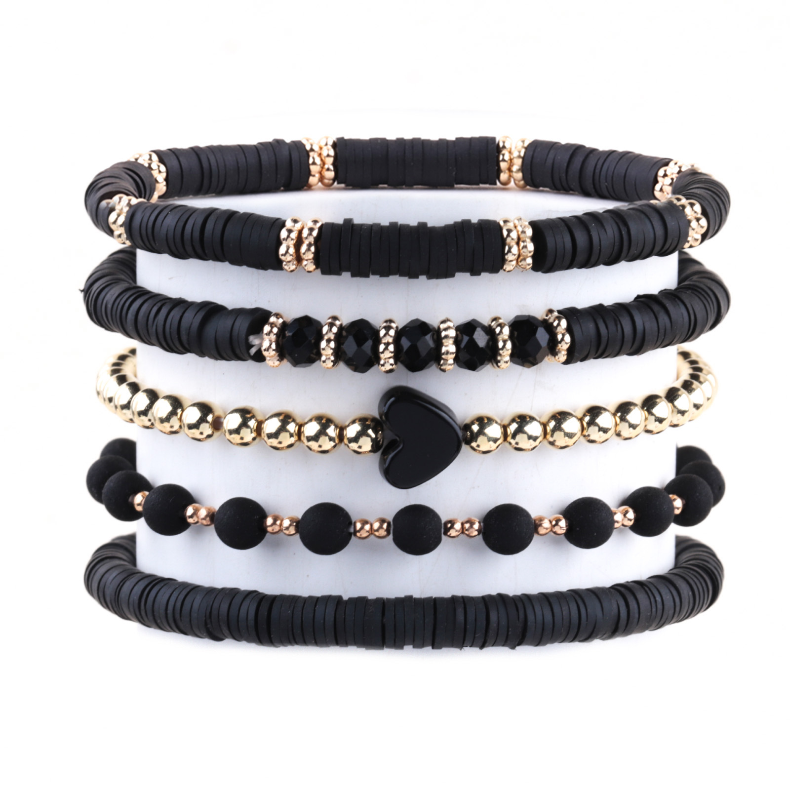 soft clay Material Simple Style Heart Shape Soft Clay Beaded Chain Beaded Bracelets Wholesale