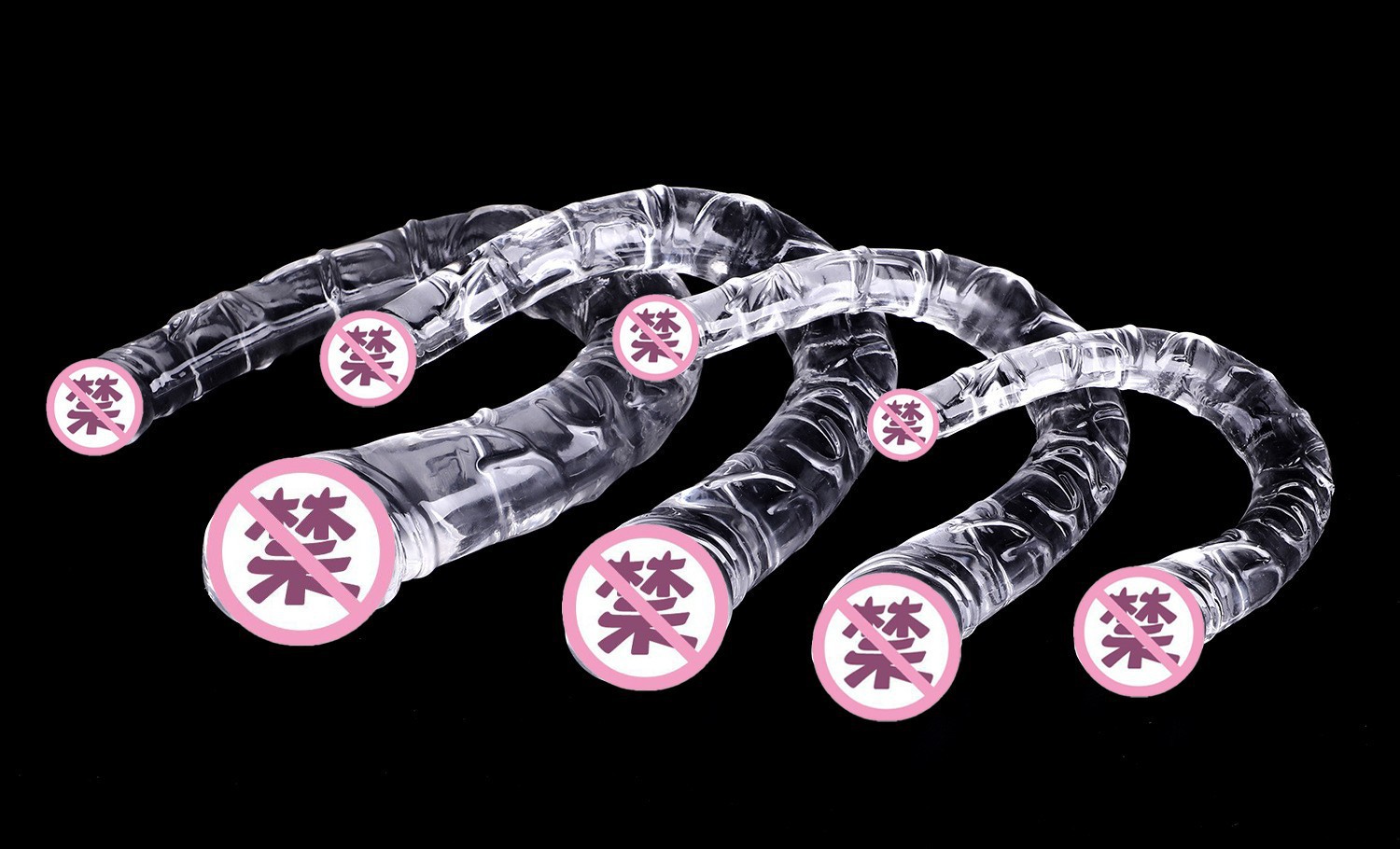 Crystal Transparent U-Shaped Double-Headed Dildo, TPE Dual-Ended Adult Toy — detail image 2