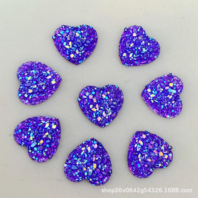 AB amor corazón mineral de cristal racimo melocotón corazón pendientes ropa DIY accesorios de decoración de resina ventas directas de la fábrica