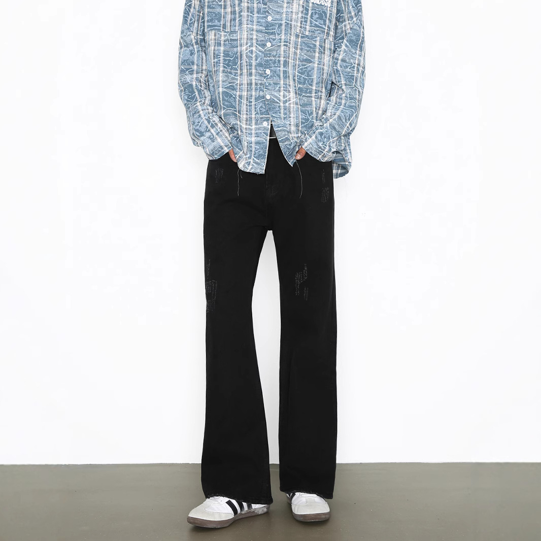 Flare Jeans High Street Style Loose Fit Straight Leg Slim Fit Long Pants American Trendy Brand Retro in Stock_mkmklike.com