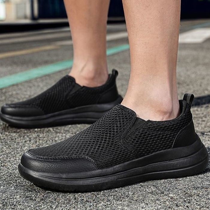 Zapatos casuales de estilo deportivo para hombre, nuevos zapatos de malla transpirables para hombre, zapatos de calzado de un pie, zapatos de caminar ligeros y cómodos para hombre
