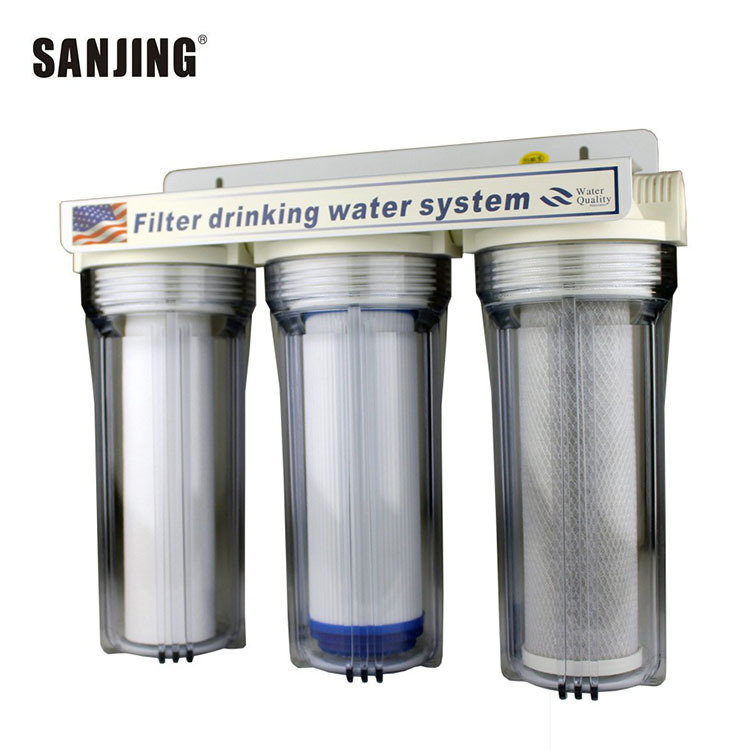 Filtro frontal de una sola etapa engrosada a prueba de explosiones purificador de agua elemento de filtro de bricolaje doble de tres niveles Filtro de tubo transparente al por mayor