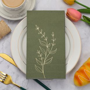 Hot Stamping Napkin, Retro Style Printed Square Napkin, Holiday Party, High-End Restaurant and Hotel Special Disposable Napkin