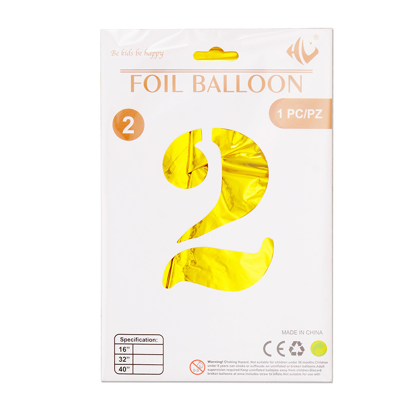 Tarjeta de papel digital de 40 pulgadas, embalaje independiente, película de aluminio, edición de tapa dura 0-9, decoración de fiesta grande, globos de papel de aluminio decorativos
