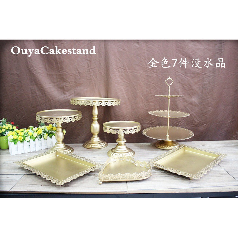 Decoración de mesa de postres de boda de oro, estante de pastel europeo, propósitos de boda, bandeja de pastel de encaje, estante de refrigerio de hierro forjado, 12 juegos image 9