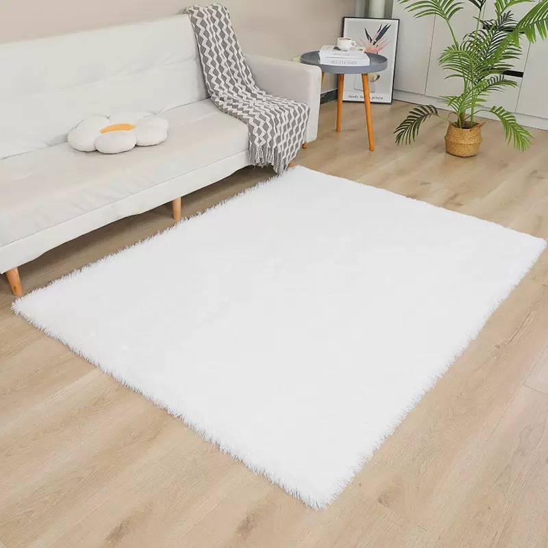 simple alfombra de sala de estar alfombra de cama de dormitorio hogar cabello largo estampado de peluche sofá aislamiento cojín de mesa de té alfombra antisucia