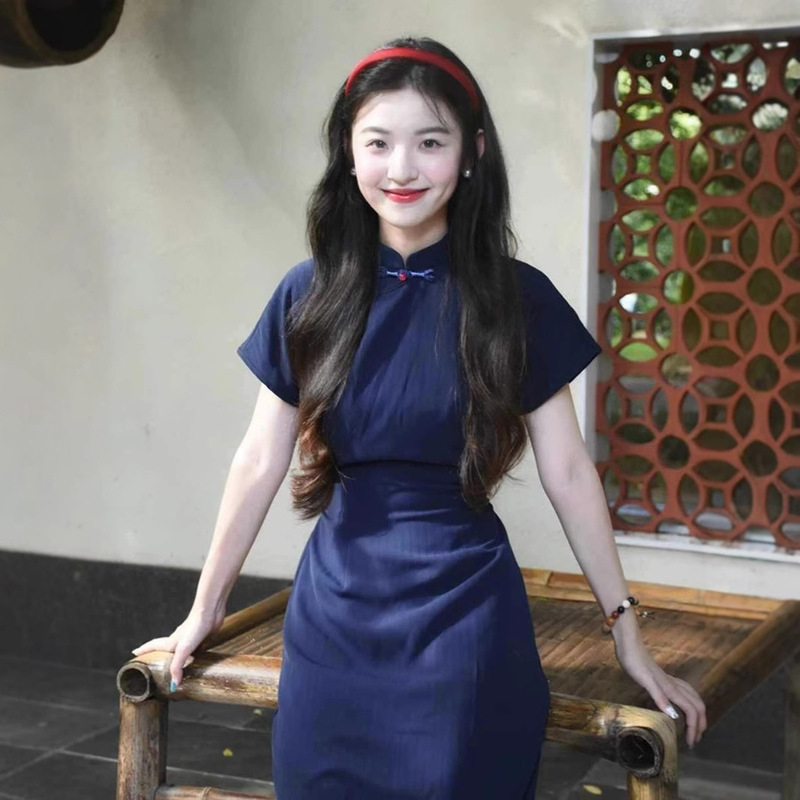 New Chinese Style National Style [Beiping Past] Retro Art Improved Cheongsam Women's 2025 Summer New Short-sleeved dress