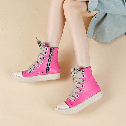 Cross border Foreign Trade High top Thick Laces Large Eyelets Unisex Couple Sneakers_voghion.com