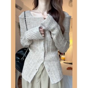 French One-Shoulder Sweater 2025 Autumn and Winter New Style Knitted Bottoming Shirt Women's Thin Top
