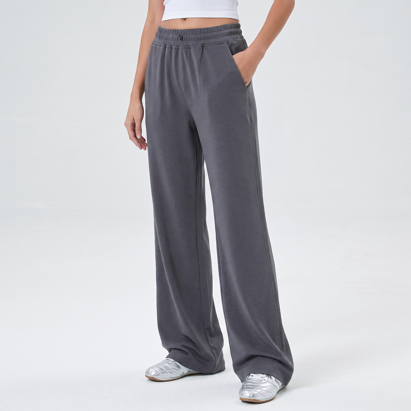 Softstreme women's straight-leg wide-leg pants, suitable for autumn, outdoor activities, casual wear, fitness, and yoga; high-waisted, with a drawstring, and designed as athletic long pants Softstreme women's straight-leg wide-leg pants, suitable for autumn, outdoor activities, casual wear, fitness, and yoga; high-waisted, with a drawstring, and designed as athletic long pants