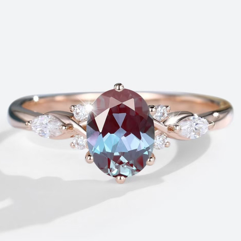 Jiuqin European and American Fashionable and Exquisite Purple Zircon Ring Cross-Border Popular Women's Holiday Ring Factory Direct Sale