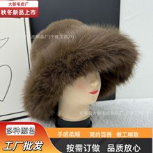 外贸款超大头围渔夫帽仿皮草人造毛皮毛绒帽子跨境加厚保暖渔夫帽