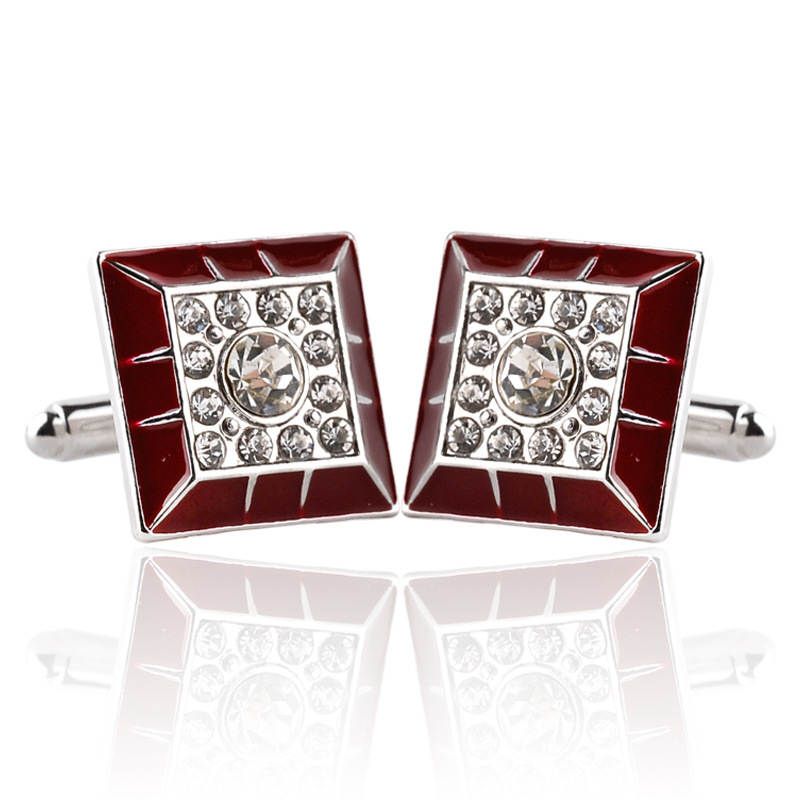 European French Geometric Diamond-studded Shirt Dress Cuff Links display picture 16