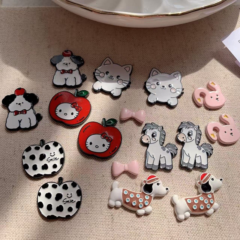 秋冬爆款爆款可爱卡通狗小熊苹果草莓水果合金贴片 diy发卡头饰手