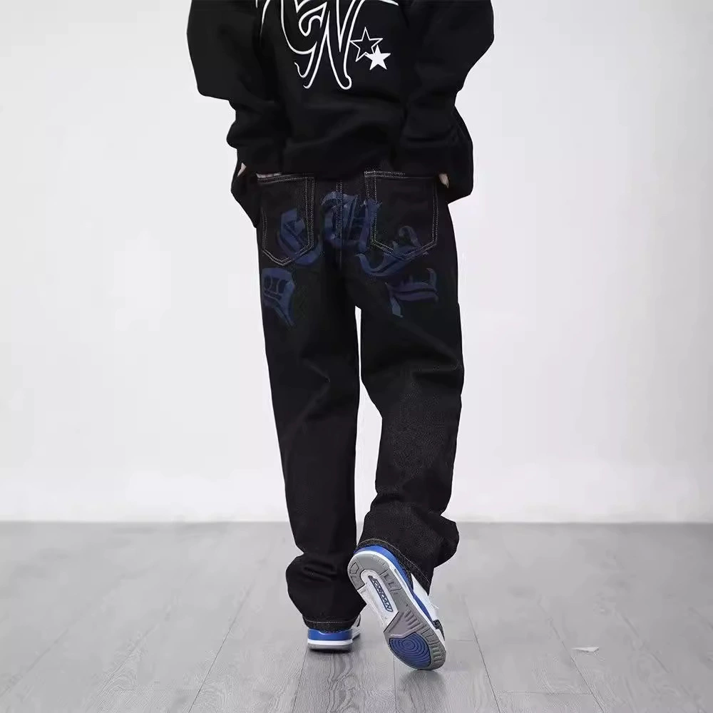 Джинсы, брюки для отдыха, американский стиль, oversize, свободный прямой крой