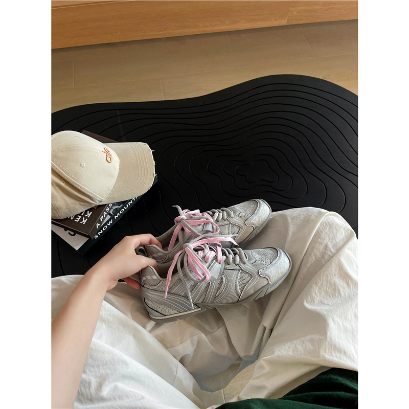 传祺女鞋~4cm内增高阿甘德训鞋女夏季网面透气鞋厚底增高休闲鞋女|undefined