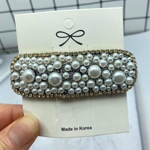 Korean style pearl rhinestone hairpin hairpin retro back of head side bangs clip sweet women's simple hairpin hair accessory