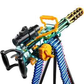 儿童手自一体加特林软弹枪弹链式供弹可发射玩具枪男孩吃鸡重机枪