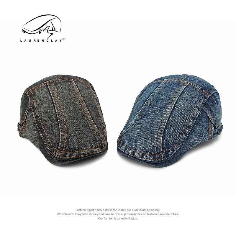 Béret rétro unisexe pour hommes et femmes, casquette en denim délavé, tendance_voghion.com