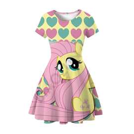 夏季热销小马宝莉3D印花连衣休闲裙女童公主裙支持一件代发