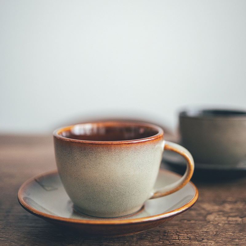 LZ vintage horno de esmalte de la tarde taza de té café latte de alta apariencia Garland Taza taza de café de cerámica y platillo traje