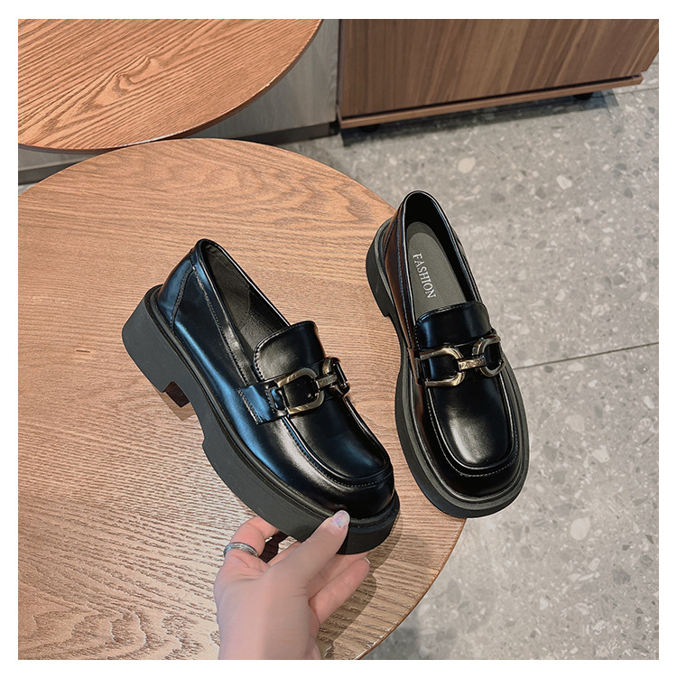 Pferdetitel Schnalle Dicke Sohle Lefu Schuhe Damen Retro Vielseitige kleine Lederschuhe Neuer britischer Stil JK Einzelschuhe_voghion.com