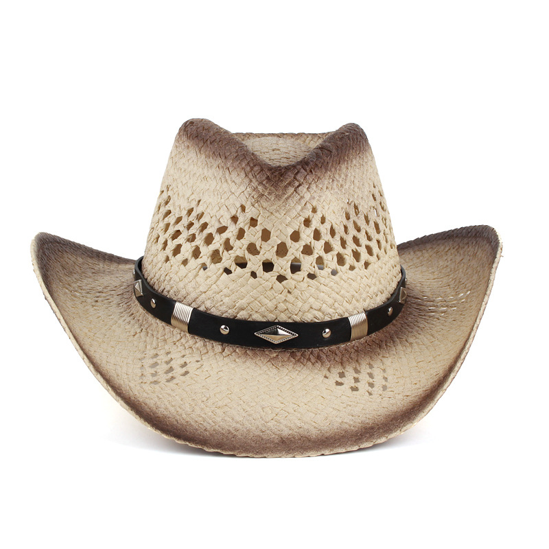 Primavera y verano nuevos hombres y mujeres pareja casual Denim sombrero de paja sombrero tejido a mano de estilo europeo y americano sombrero de protección solar de viaje al aire libre