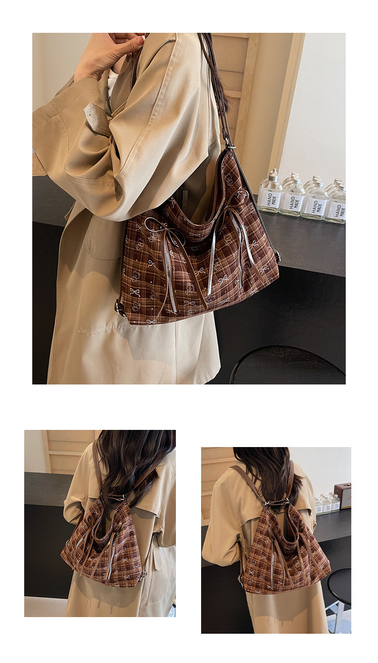 2024 summer and autumn new tote niche shoulder versatile butterfly armpit bag, high-end plaid women's bag_voghion.com
