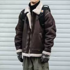 Men's Suede Moto Jacket秋冬 Shearling-Lined Quilted Puffer Coat