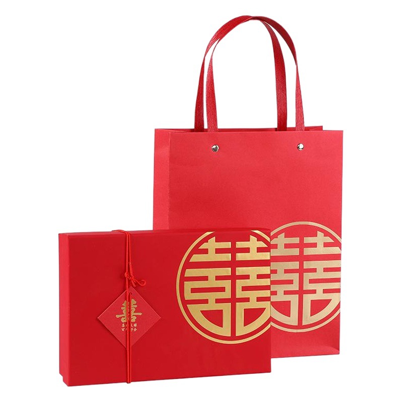 Dorado cuadrado estilo chino caja de regalo de boda roja cubierta de Cielo y Tierra de mano caja de dulces de regalo de boda al por mayor