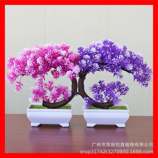 Indoor desktop artificial plant pot decoration artificial bonsai craft green plant decoration plastic flower tea table decoration
