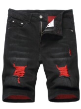 O 35690 Ripped stretch denim shorts �ƶ�������ʿţ�ж̿�