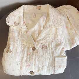 带胸垫睡衣女套装短袖短裤夏季薄款云朵棉家居服套装韩版款