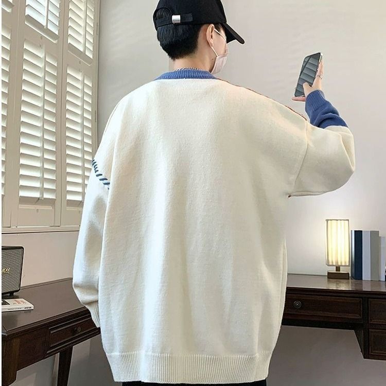 色の丸首のセーターの男性の秋冬のタイプのファッションのブランドのメリヤスのシャツの男性の冬の怠惰な風のゆったりしているカップルの服のコート|undefined